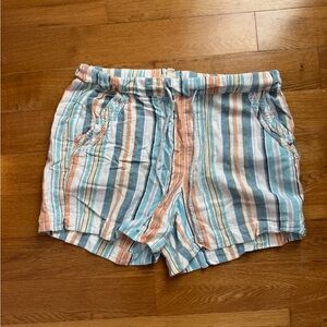 Briggs New York High Waist Striped Shorts - Blue, Orange, White